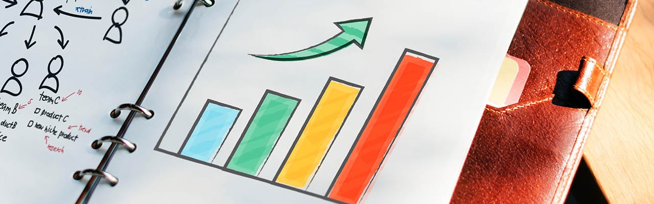 A graph showing improvement in SEO rankings. Represents how keyword tracking can help you see your progress