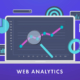Shows a picture of a computer with the words "web analytics". Represents how private practice seo services at Simplified use data to help you