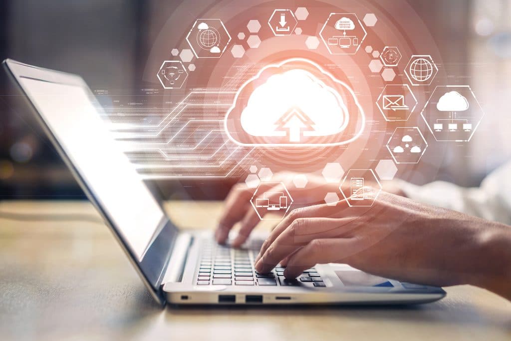 Image of a person typing on laptop computer with a brain animation showing above them. Discover how you can get custom SEO services for therapists and private practice websites.