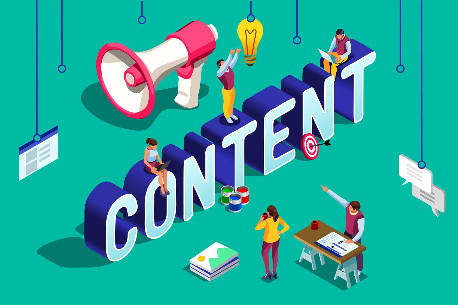 The word content in block letters representing how high quality content is an important SEO strategy for therapists, psychologists, psychiatrists, birth workers, SLPs, educators and others in the helping profession.