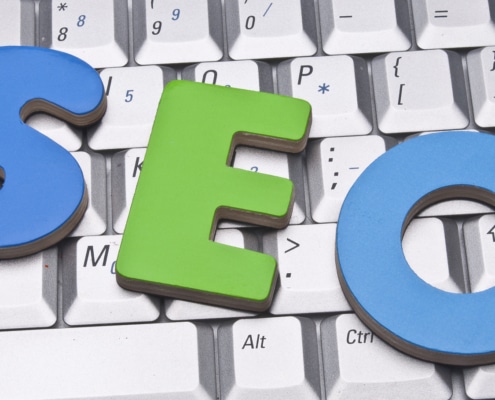 The letters "SEO" on top of a keyboard. This could symbolize the prevalence and importance of SEO consulting services. Simplified SEO consulting offers optimization options.
