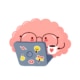Image of a cartoon brain drinking coffee and working on a laptop. This photo could represent how an SEO Specialist for counselors can help improve google rankings for private practice therapists. 65202 | 65201
