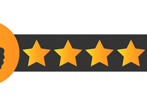 5 stars and a thumbs up representing a counseling client who has given their therapist a 5 star review on GMB and now the practice owner is responding to that review.