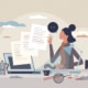 Illustration of a person copywriting on a computer. Including an "about the author" section can help SEO for therapists. This is part of what we suggest including them in blogs when doing SEO for private practices. Contact us today to learn more about therapist SEO.