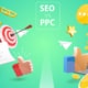 Cartoon Picture of SEO vs. PPC ads with various tools shown. If your are just beginning your SEO journey, understanding the differences organic SEO and PPC is key. Let Simplified SEO Consulting help you!