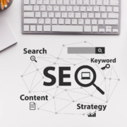 The words SEO on a table with a laptop on it. Don't know what SEO is and how Local SEO for doctors can help your practice? We work to help people understand SEO in healthcare.