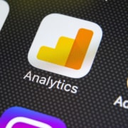 The Google Analytics symbol on a black background representing Analytics for SEO.