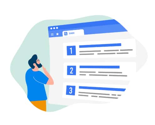 A graphic showing a person looking at their local seo rankings. learn more about local SEO for therapists by searching for SEO for mental health professionals.