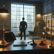 Shows a lawyer looking out the window. Represents how local seo for lawyers and personal injury lawyer seo can support your law firm.