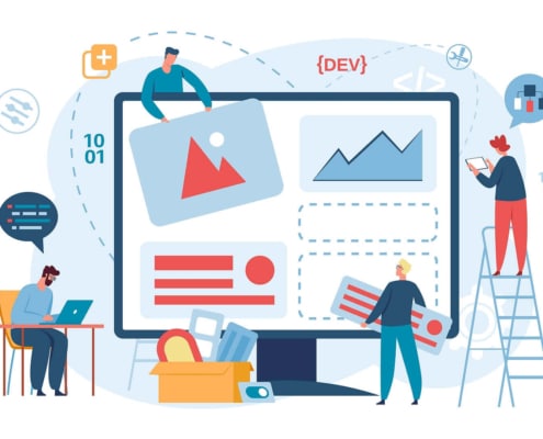 A cartoon group of people work on different parts of their website. Want to learn how to create an effective online therapy website? Our team of SEO specialists can help you learn how to use SEO tools for your benefit!