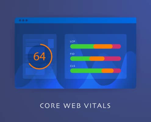 A graphic showing core web vitals and a score for each. Learn how to improve SEO for therapists by searching for therapist SEO today.