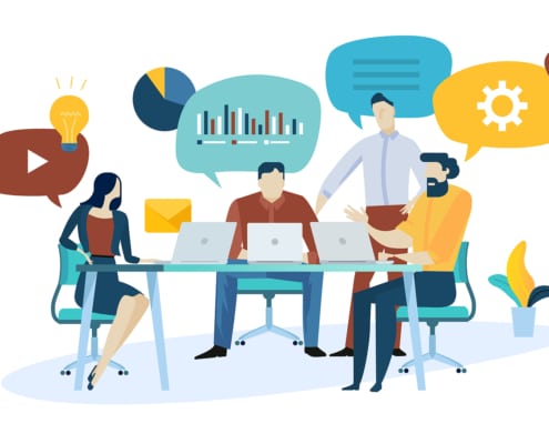 Vector illustration concept of online marketing to help improve personal injury lawyer SEO. Learn the best law firm marketing strategy today by searching for digital marketing strategies for law firms.