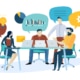 Vector illustration concept of online marketing to help improve personal injury lawyer SEO. Learn the best law firm marketing strategy today by searching for digital marketing strategies for law firms.