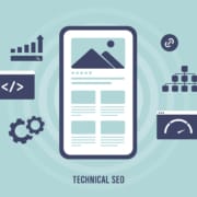 Technical SEO concept. Improve websites search engine ranking with technical on-page SEO optimization. Create seo-friendly site structure, use sitemap, improve website speed and mobile-friendly design