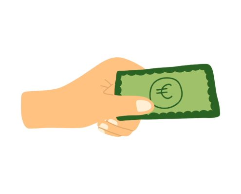 An illustration of an individual handing over a dollar bill. Representing how much money you should spend on SEO. To learn more about SEO, reach out to us today.