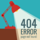 Illustration of a lamp shining down on the words "404 error page not found". If you are looking to fix broken links on your site, find support with skilled seo specialists at Simplified SEO Consulting.
